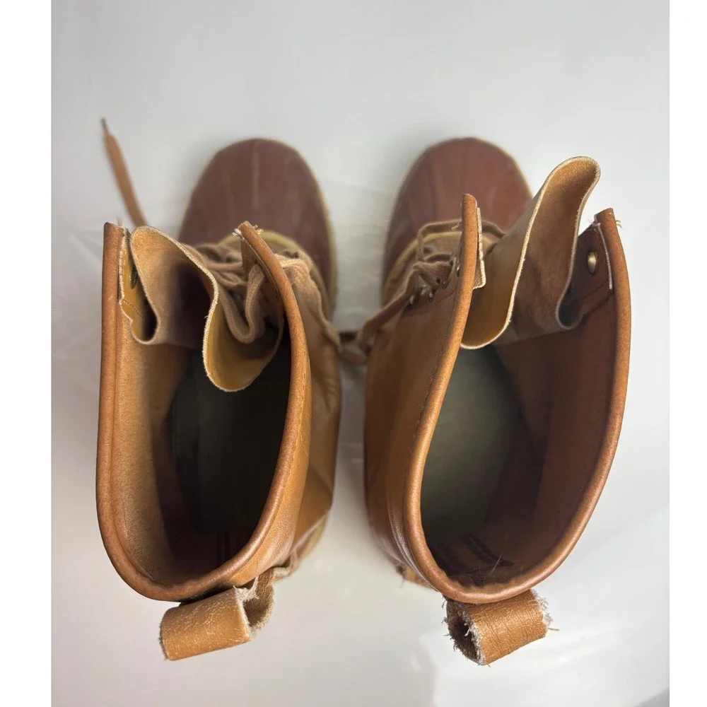 Sorel Kaufman Premium Mens 9 Vintage Duck Boots Brown Leather Made in Canada